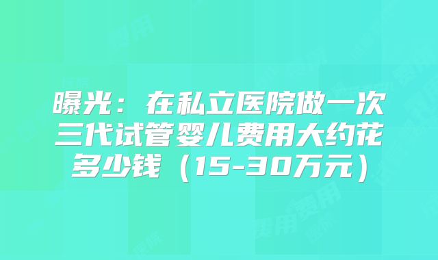 曝光：在私立医院做一次三代试管婴儿费用大约花多少钱（15-30万元）