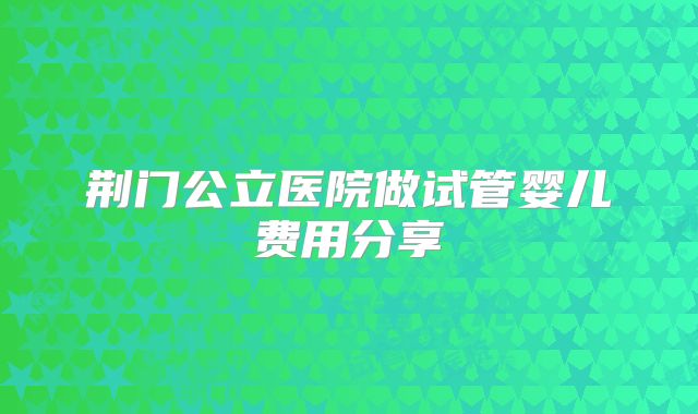 荆门公立医院做试管婴儿费用分享