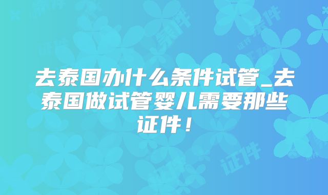 去泰国办什么条件试管_去泰国做试管婴儿需要那些证件！