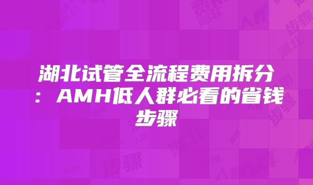 湖北试管全流程费用拆分：AMH低人群必看的省钱步骤