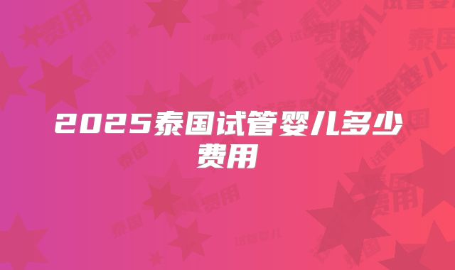 2025泰国试管婴儿多少费用