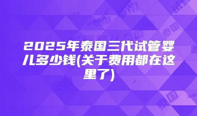 2025年泰国三代试管婴儿多少钱(关于费用都在这里了)