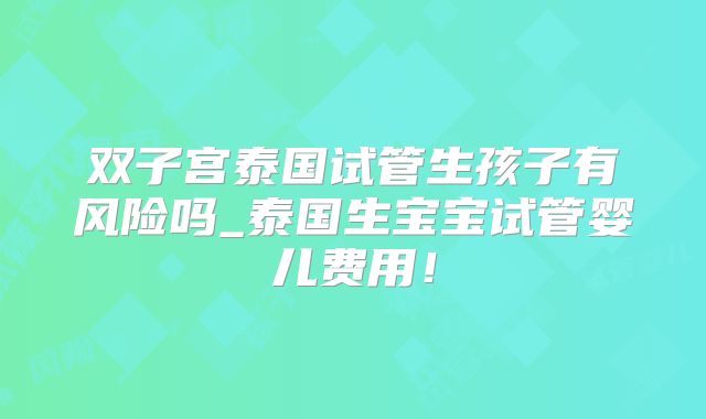 双子宫泰国试管生孩子有风险吗_泰国生宝宝试管婴儿费用!