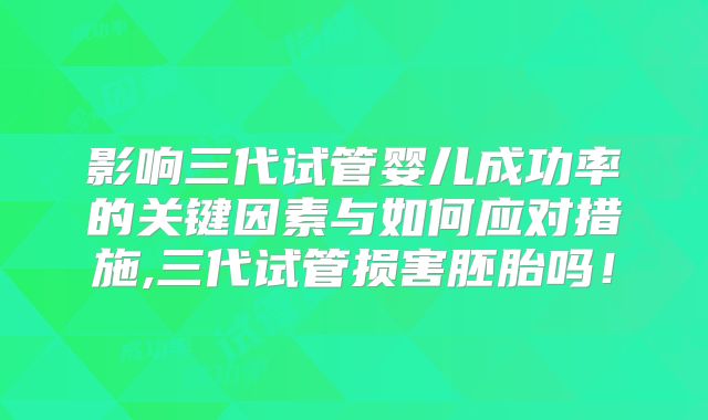 影响三代试管婴儿成功率的关键因素与如何应对措施,三代试管损害胚胎吗!