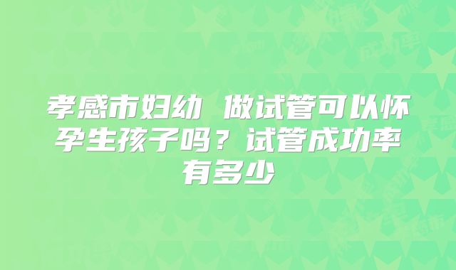 孝感市妇幼 做试管可以怀孕生孩子吗？试管成功率有多少