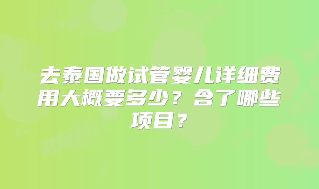 去泰国做试管婴儿详细费用大概要多少？含了哪些项目？