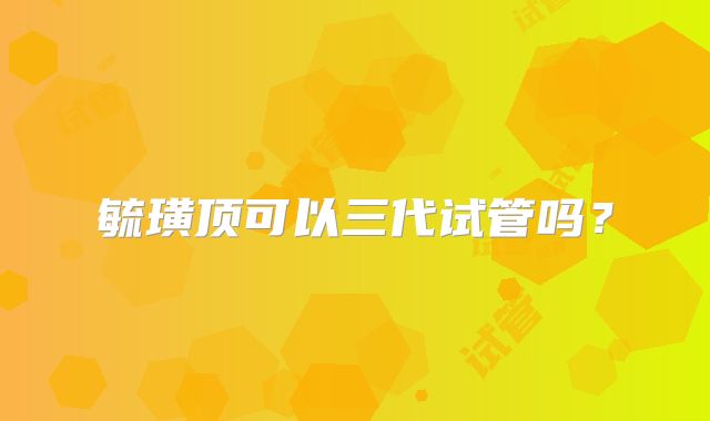 毓璜顶可以三代试管吗？