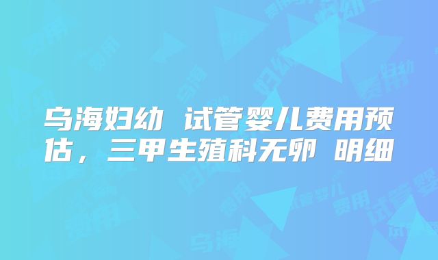 乌海妇幼 试管婴儿费用预估，三甲生殖科无卵�明细