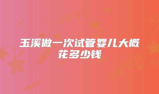 玉溪做一次试管婴儿大概花多少钱