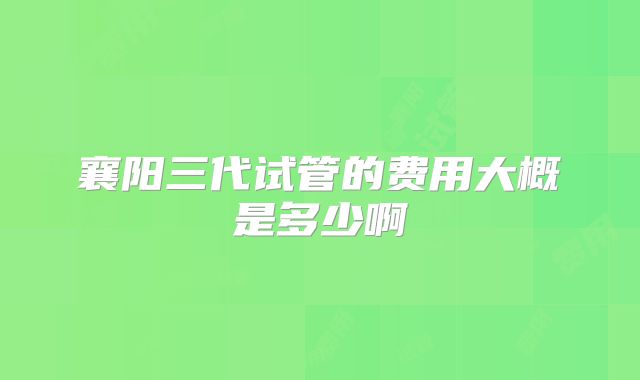 襄阳三代试管的费用大概是多少啊