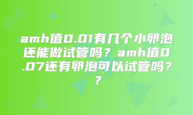 amh值0.01有几个小卵泡还能做试管吗？amh值0.07还有卵泡可以试管吗？？