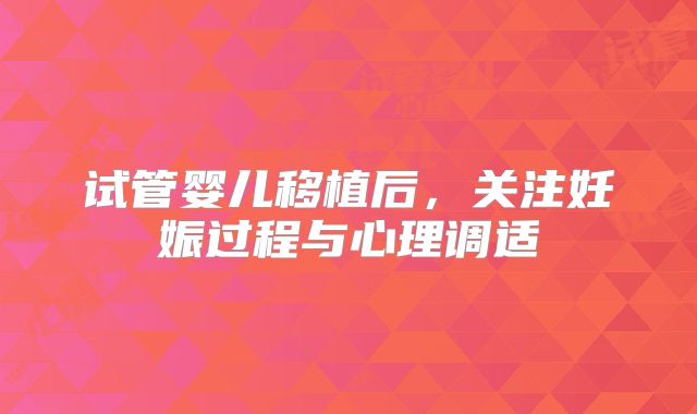试管婴儿移植后,关注妊娠过程与心理调适