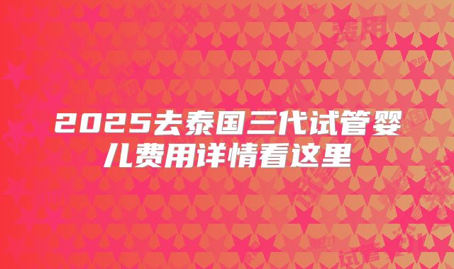 2025去泰国三代试管婴儿费用详情看这里