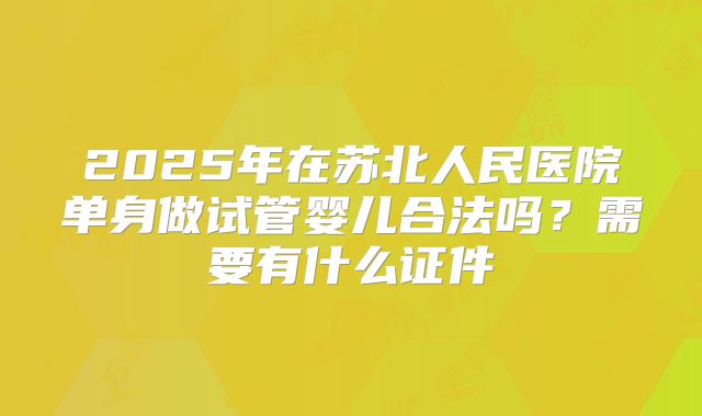2025年在苏北人民医院单身做试管婴儿合法吗？需要有什么证件