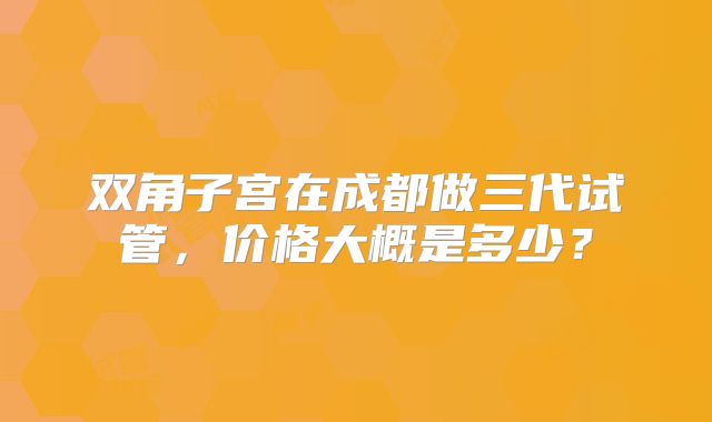 双角子宫在成都做三代试管，价格大概是多少？