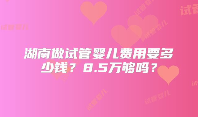 湖南做试管婴儿费用要多少钱？8.5万够吗？