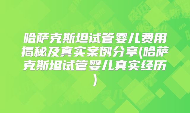 哈萨克斯坦试管婴儿费用揭秘及真实案例分享(哈萨克斯坦试管婴儿真实经历)