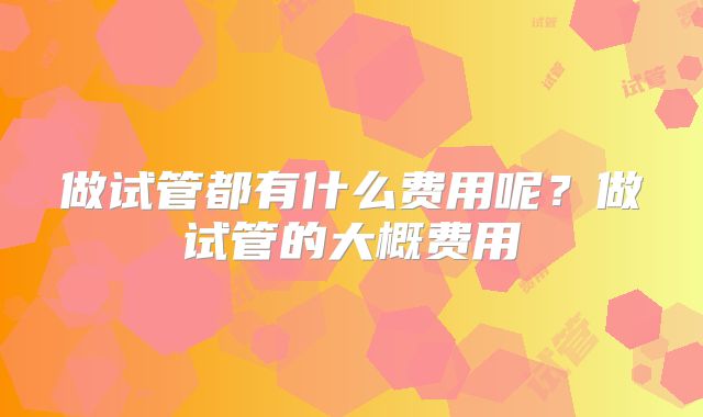 做试管都有什么费用呢？做试管的大概费用