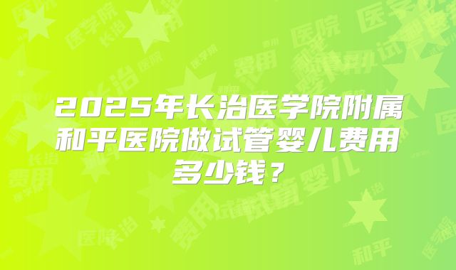 2025年长治医学院附属和平医院做试管婴儿费用多少钱？