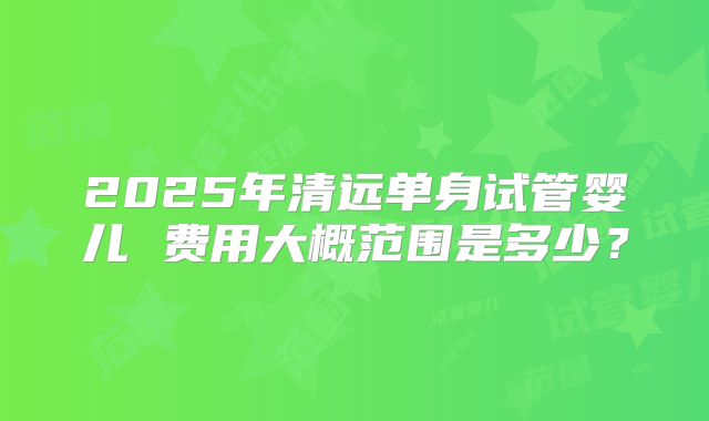 2025年清远单身试管婴儿 费用大概范围是多少？