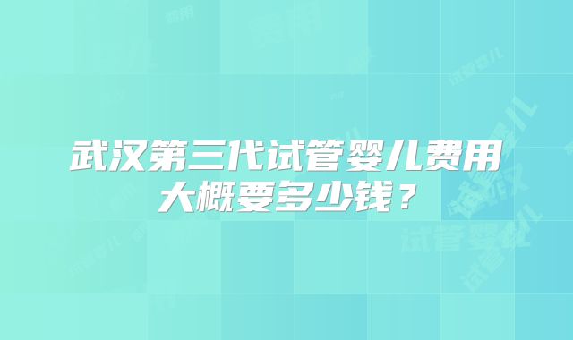 武汉第三代试管婴儿费用大概要多少钱？