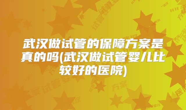 武汉做试管的保障方案是真的吗(武汉做试管婴儿比较好的医院)