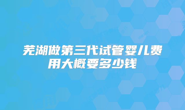 芜湖做第三代试管婴儿费用大概要多少钱