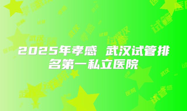 2025年孝感 武汉试管排名第一私立医院