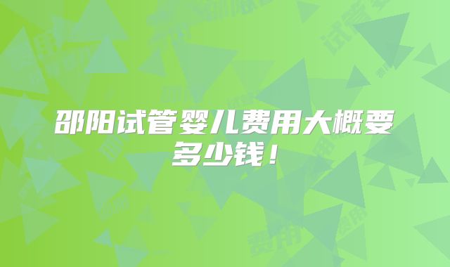邵阳试管婴儿费用大概要多少钱!