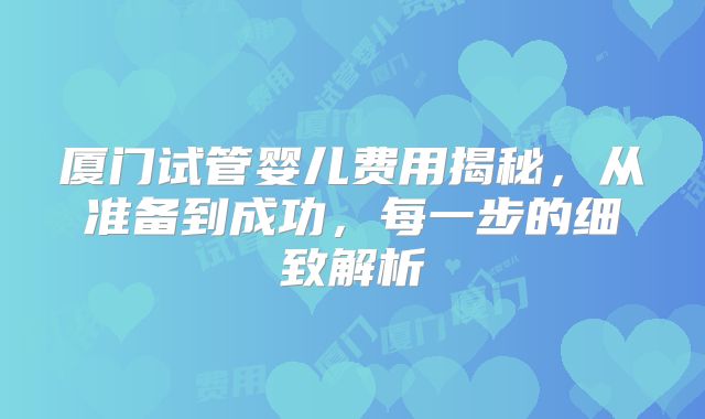 厦门试管婴儿费用揭秘，从准备到成功，每一步的细致解析