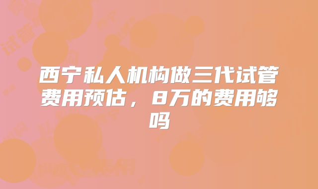 西宁私人机构做三代试管费用预估，8万的费用够吗