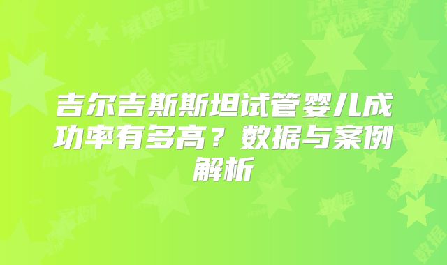 吉尔吉斯斯坦试管婴儿成功率有多高？数据与案例解析