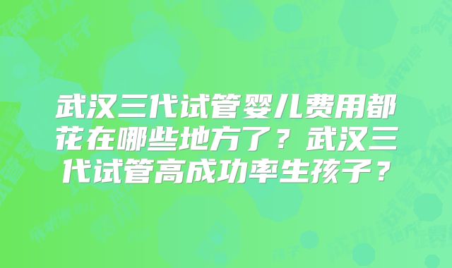 武汉三代试管婴儿费用都花在哪些地方了？武汉三代试管高成功率生孩子？