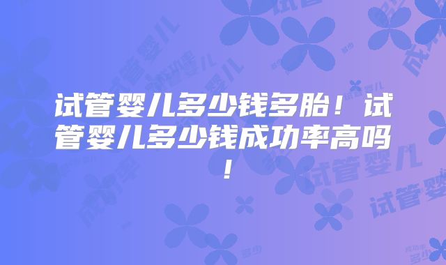 试管婴儿多少钱多胎!试管婴儿多少钱成功率高吗!