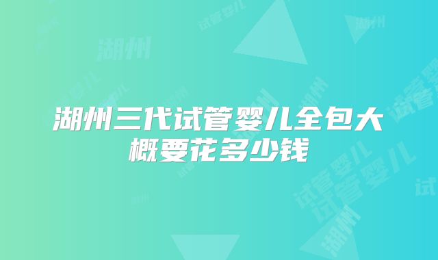 湖州三代试管婴儿全包大概要花多少钱