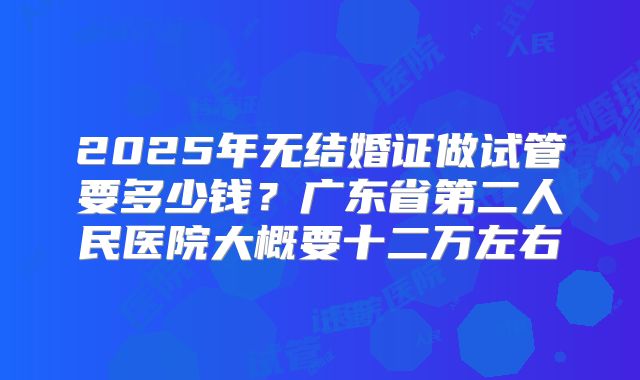 2025年无结婚证做试管要多少钱？广东省第二人民医院大概要十二万左右