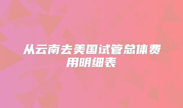 从云南去美国试管总体费用明细表