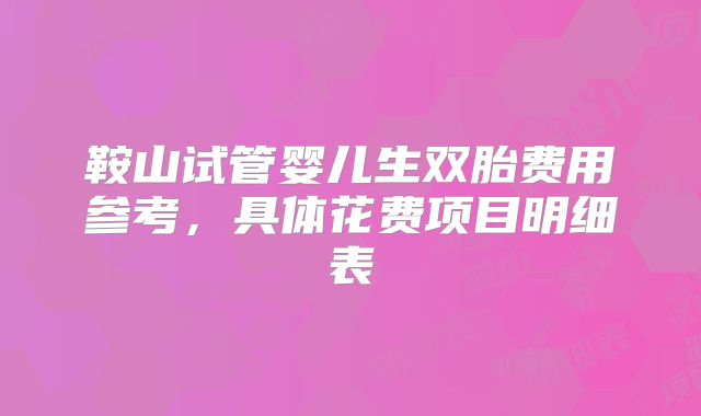 鞍山试管婴儿生双胎费用参考，具体花费项目明细表