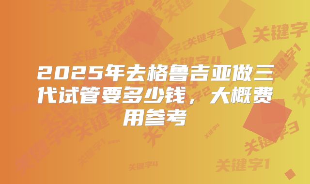 2025年去格鲁吉亚做三代试管要多少钱，大概费用参考