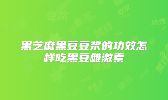 黑芝麻黑豆豆浆的功效怎样吃黑豆雌激素
