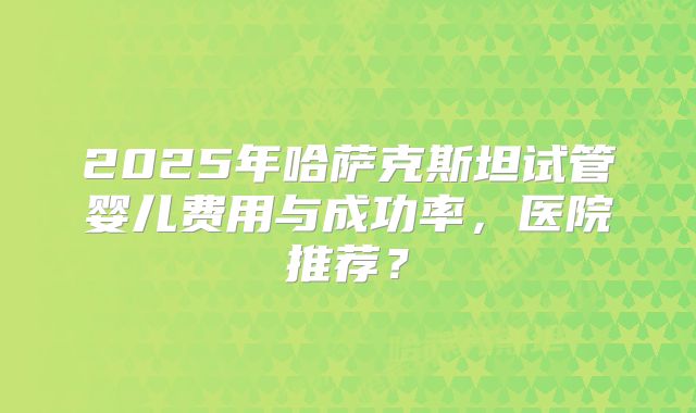 2025年哈萨克斯坦试管婴儿费用与成功率，医院推荐？