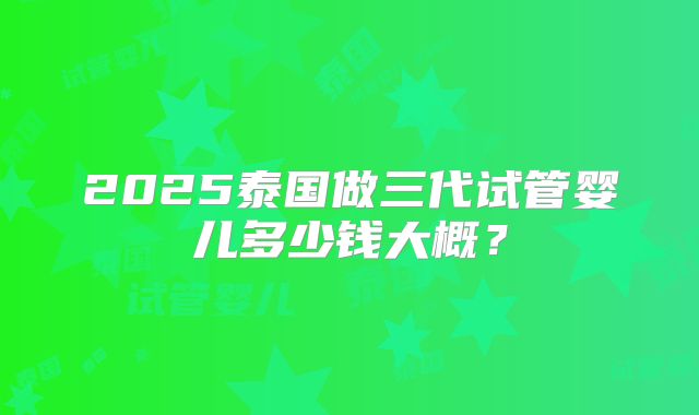 2025泰国做三代试管婴儿多少钱大概？