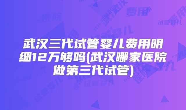 武汉三代试管婴儿费用明细12万够吗(武汉哪家医院做第三代试管)