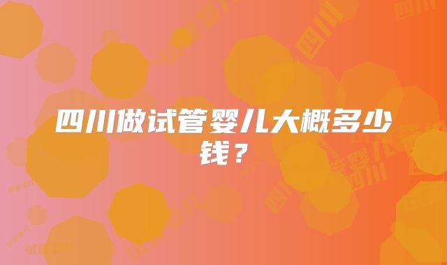 四川做试管婴儿大概多少钱？
