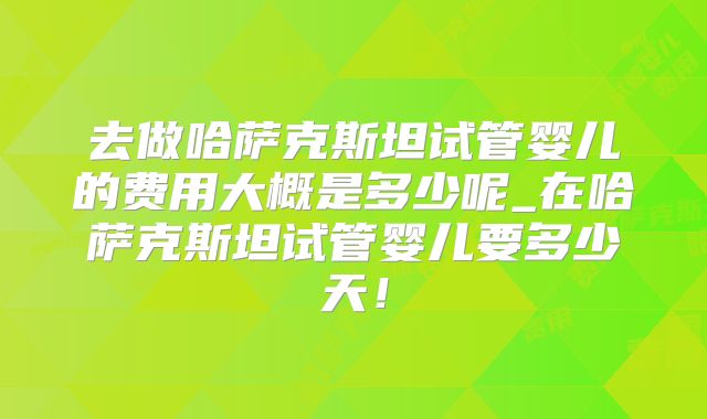 去做哈萨克斯坦试管婴儿的费用大概是多少呢_在哈萨克斯坦试管婴儿要多少天!