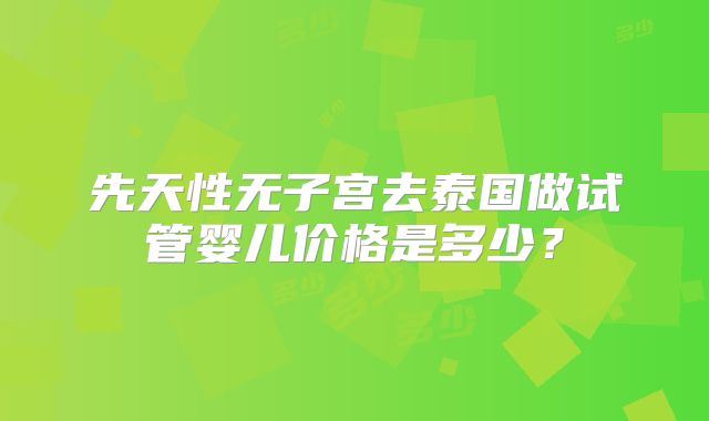 先天性无子宫去泰国做试管婴儿价格是多少？