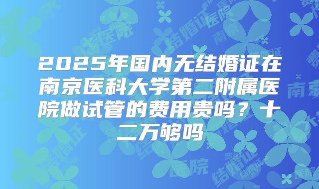 2025年国内无结婚证在南京医科大学第二附属医院做试管的费用贵吗？十二万够吗