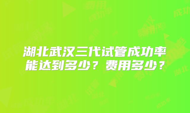 湖北武汉三代试管成功率能达到多少？费用多少？