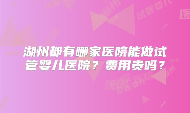 湖州都有哪家医院能做试管婴儿医院？费用贵吗？