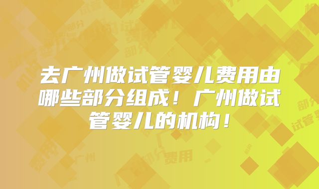 去广州做试管婴儿费用由哪些部分组成！广州做试管婴儿的机构！